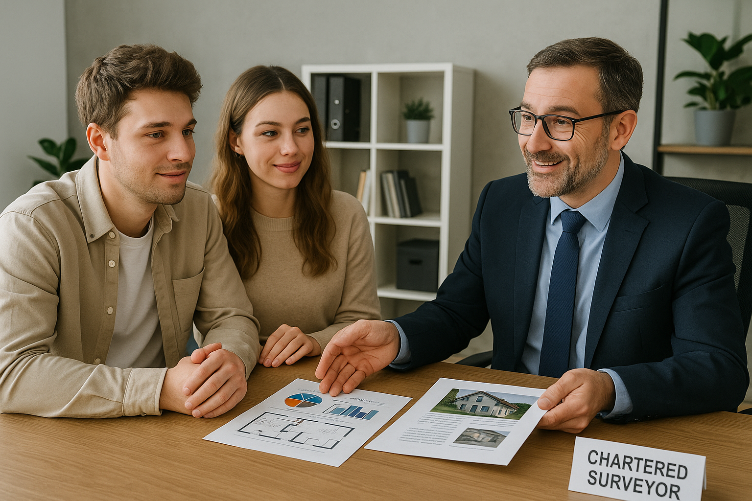 First-time buyers consultation with surveyor